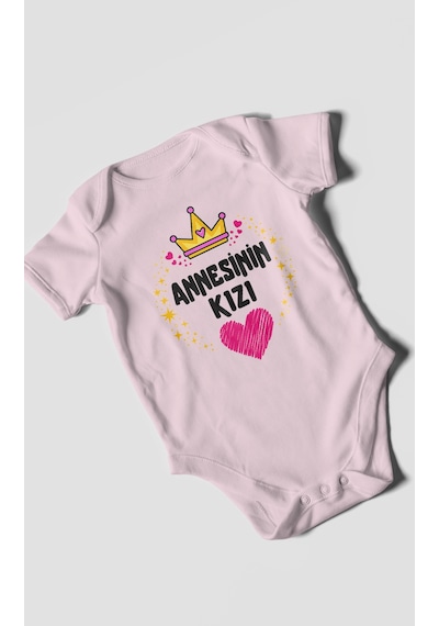 Morivokids Annesinin Kızı Kısa Kollu Bebek Body %100 Pamuk Bebe Pembe