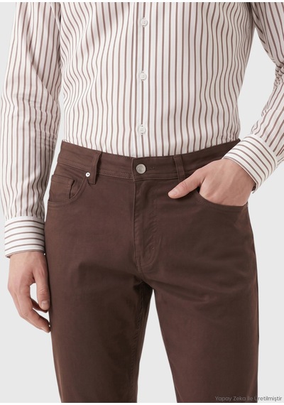 Ramsey Kahverengi Dokuma Regular Fit Casual Yün Karışımlı Pantolon kahverengi brown