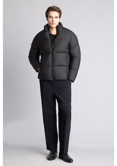 Defacto Sıcak Tutan Su İtici Slim Fit Dik Yaka Astarlı Fermuarlı Rüzgar Geçirmez Şişme Mont C5631ax26wnbk27 Siyah-bk27