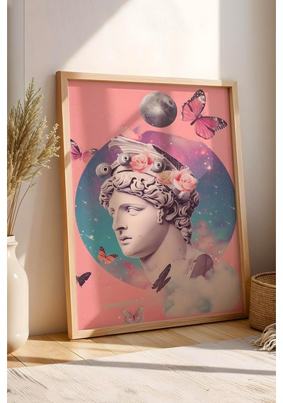Sürreal Büst Uzayın Kanatlarında Çerçeveli Tablo - Pop Art Poster Tablo