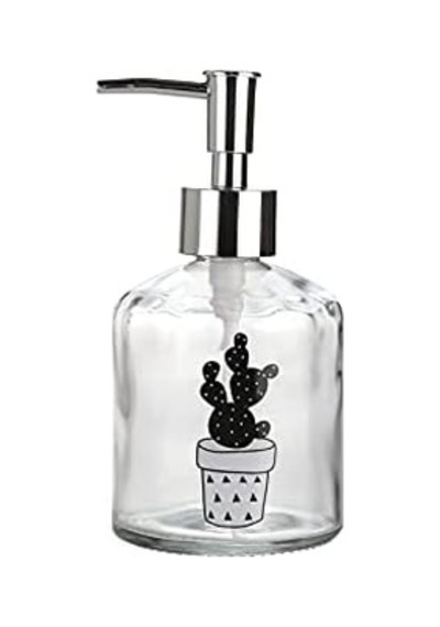 Cam Sıvı Sabunluk,kaktüs 2 Desen 300ml 7,6x15,5cm 000 Açık Krem