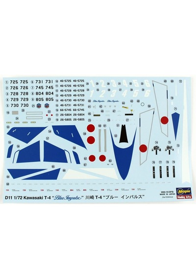 Hasegawa D11 1441 1/72 Ölçek, Kawasakit-4 Blue Impulse , Savaş Uçağı Plastik Model Kiti-51469