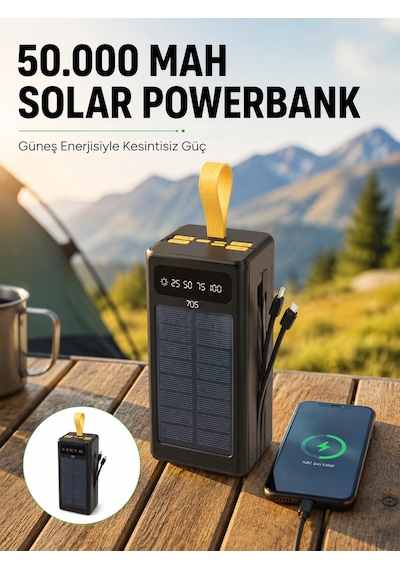 Mey İthalat Güneş Enerjili Powerbank Dijital Göstergeli Taşınabilir Güç Kaynağı Yeni Nesil Diğer