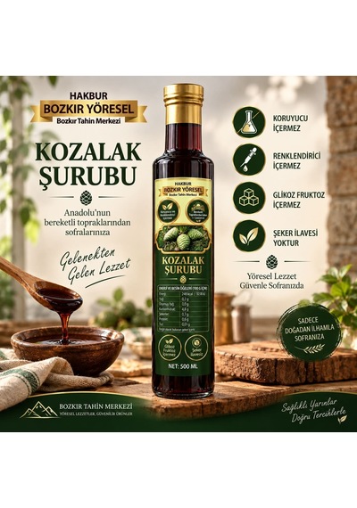 Bozkır Tahin Merkezi Geleneksel Katkısız Kozalak Şurubu Şeker İlavesiz & Koruyucu İçermez 500 ML
