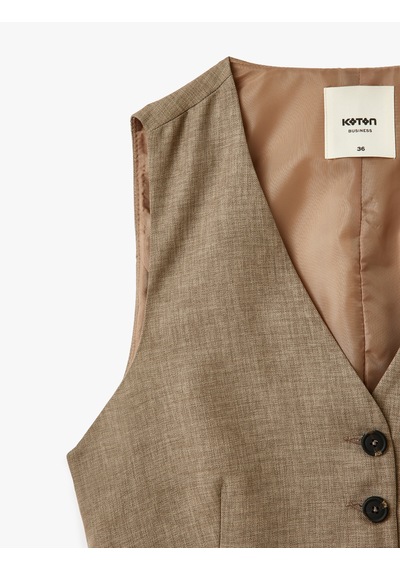 Koton Arkası Kemer Detaylı V Yaka Düğmeli Blazer Yelek Vizon 5sak20031uw Vizon Koton Arkası Kemer Detaylı V Yaka Düğmeli Blazer Yelek Vizon 5sak20031uw Vizon