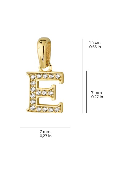 Goldkupe 14 Ayar Altın E Harfi Taşlı Kolye Ucu 0,54 Gr-6341 Altın