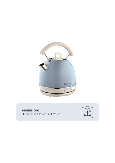 Ariete Vintage Dom Su Isıtıcı Mavi 2877/05 - Retro Kettle, 2000 W