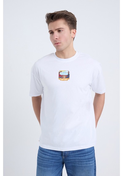 Velvoria Unisex Oversize Beyaz Dude T-shirt