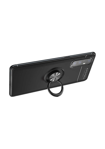 Kilifone - Oppo Reno 3 Pro 5g Uyumlu Kılıf Koruyucu Yüzüklü Karbon Ravel Silikon Kapak - Siyah-mavi - T13474