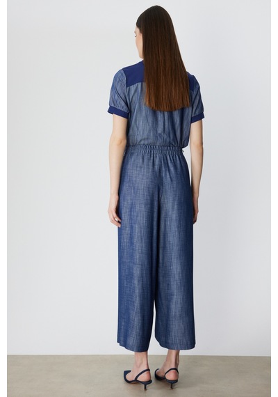 On Kadın Pileli Geniş Paça Pantolon 74120 Indigo