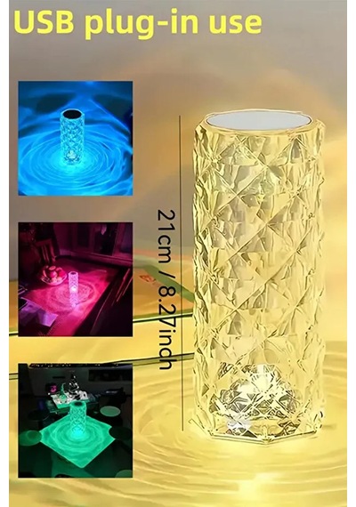 Kumandalı Ve Dokunmatik Kristal Masa Lambası Diamond Table Lamp Usb Charging Touch Lamp