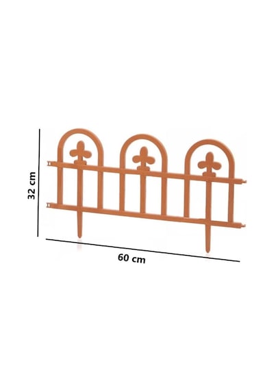 Omnipazar Sy-5992 Estate Plastik Bahçe Çiti 60x32 Cm 4'lü Set Kahverengi