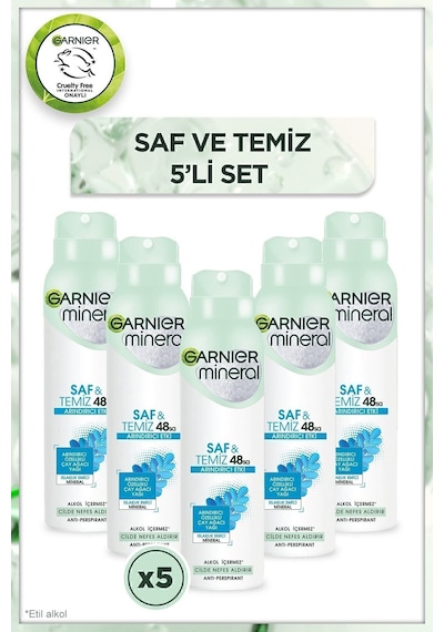Mineral Saf&temiz Sprey Deodorant 5'li Set Duş Lifi Hediyeli