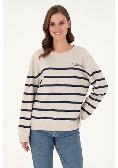 U.S. Polo Assn. Kadın Taş Çizgili Bisiklet Yaka Sweatshirt 50297279-VR049 U.S. Polo Assn. Kadın Taş Çizgili Bisiklet Yaka Sweatshirt 50297279-VR049