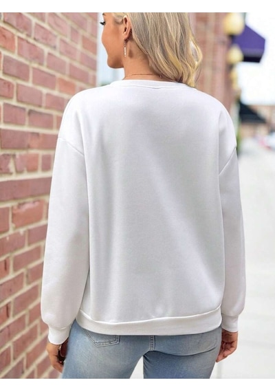 Uyguntarz Milano Baskılı Oversize Sweatshirt beyaz
