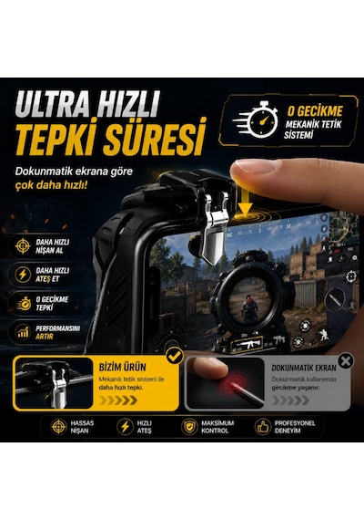Polham Tetikli Telefon Oyun Kolu, Pubg Free Fire Call Of Duty İçin Ergonomik Oyun Kontrol Aparatı, 4.7-6.7 İnç Telefon Uyumlu