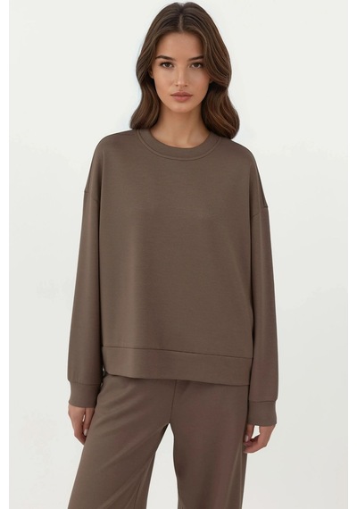 Hiccup Modal Dokunuşlu Basic Sweatshirt Kahve Kahvesi