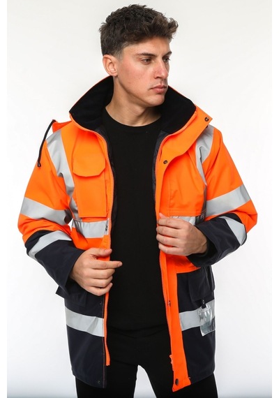Uniprom İş Kabanı Parka Su Ve Rüzgar Geçirmez Rain Safety Model Membranlı Neon Turuncu Erkek Neon Turuncu