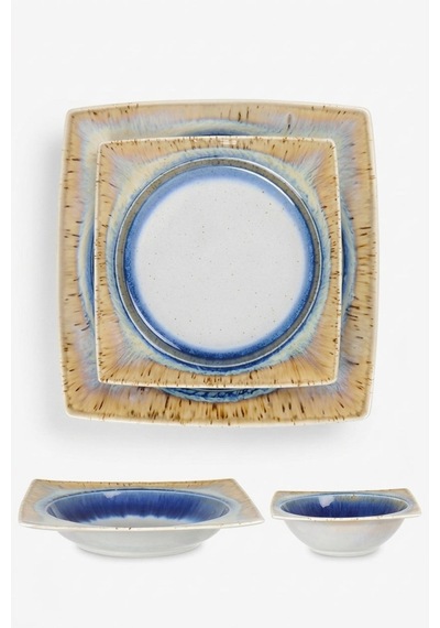 6 Kişilik 24 Parça Ayla Reactive Glaze Porselen Yemek Takımı Modern Ve Şık Sofra Seti Süt Beyazı