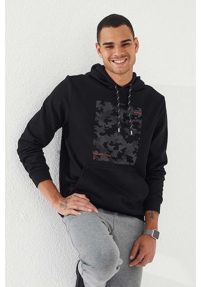 Tommy Life Siyah Kamuflaj Desen Baskılı Standart Kalıp Kapüşonlu Erkek Sweatshirt - 87884 Siyah Tommy Life Siyah Kamuflaj Desen Baskılı Standart Kalıp Kapüşonlu Erkek Sweatshirt - 87884 Siyah