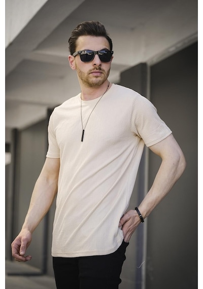 Manfries Waffle Desen Eteği Oval Erkek Tshirt