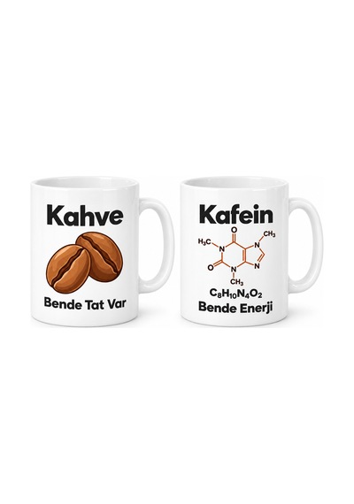Kahve Ve Kafein 2'li Porselen Kupa Seti - Model 385 Çok Renkli