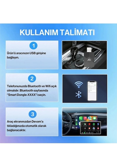 Kablosuz Carplay & Android Auto Adaptörü - Apple Ve Android Cihazlar İçin Evrensel Wireless Carplay