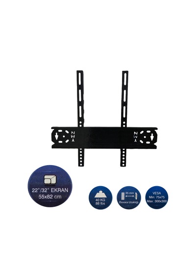Hedyex 22" - 32" Tv Duvar Askı Aparatı Kilitli Ymn-2232