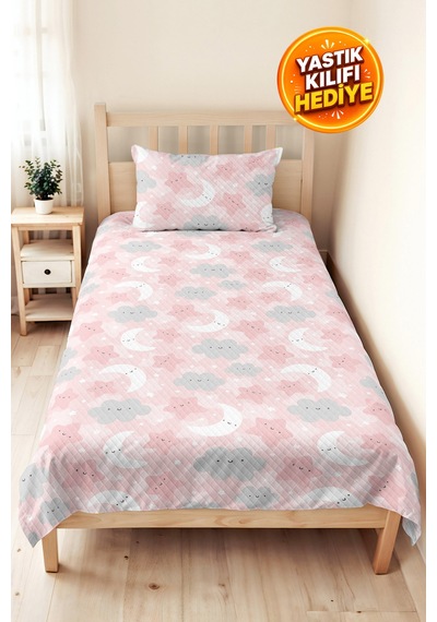 Evimde Bambaşka Pembe Bulut Ay Yıldız Kız Çocuk Pike Takımı-pastel Gri Sevimli Bebek Odası Yatak Örtüsü-160x220 CM Evimde Bambaşka Pembe Bulut Ay Yıldız Kız Çocuk Pike Takımı-pastel Gri Sevimli Bebek Odası Yatak Örtüsü-160x220 CM