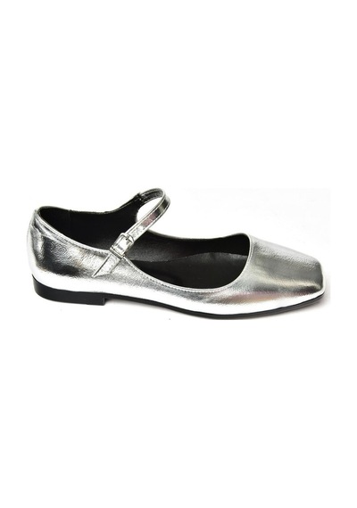 Fox Shoes S726252508 Gümüş Rugan Kadın Babet Gümüş