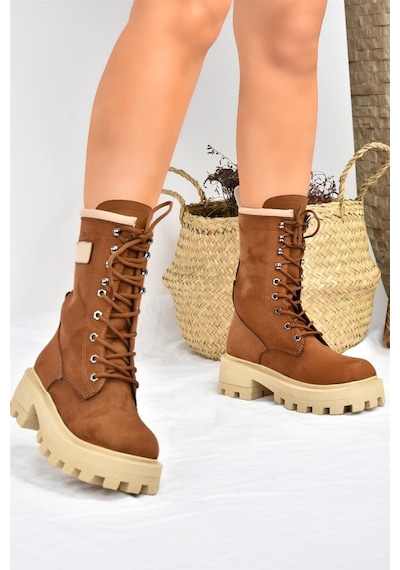 Fox Shoes Taba Kalın Taban Bağcıklı Kadın Postal Bot L973916002