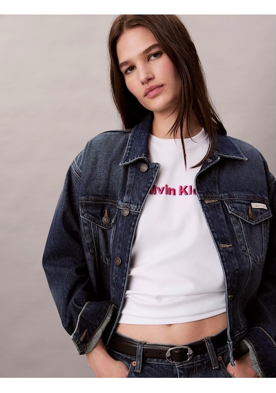 Calvin Klein Jeans Kısa Kollu 2 Renkli 3d Nakışlı Logolu Kadın T-shirt Lv047d205g-yaa Beyaz Calvin Klein Jeans Kısa Kollu 2 Renkli 3d Nakışlı Logolu Kadın T-shirt Lv047d205g-yaa Beyaz