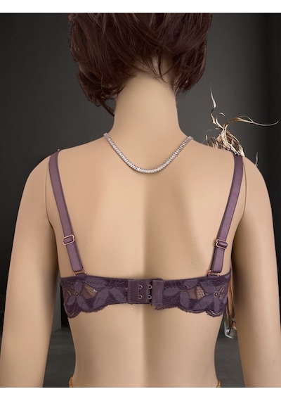 Jasmine Askıları Parlak Taşlı Hafif Destekli Dantelli Soft Cup İt Mor