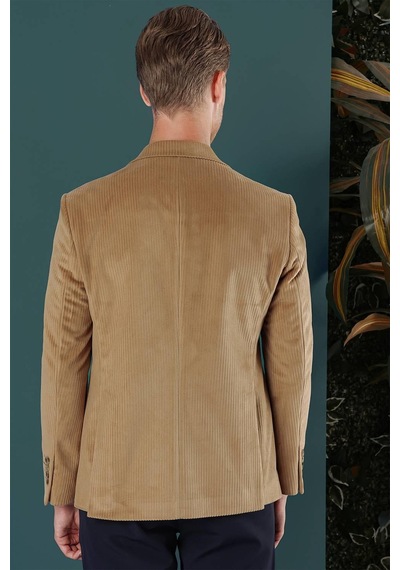 Efor Camel Kadife Slim Fit Çift Yırtmaçlı Mono Yaka Casual Ceket CAMEL Efor Camel Kadife Slim Fit Çift Yırtmaçlı Mono Yaka Casual Ceket CAMEL