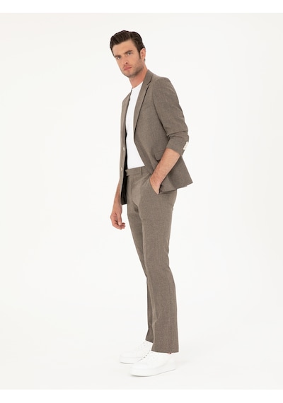 Cacharel Kahverengi Slim Fit Yün Karışımlı Takım Elbise