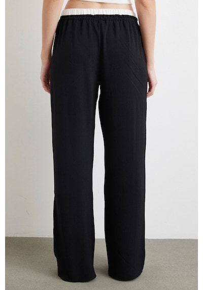 Never More Bel Bantlı Wide Leg Pantolon Siyah Siyah