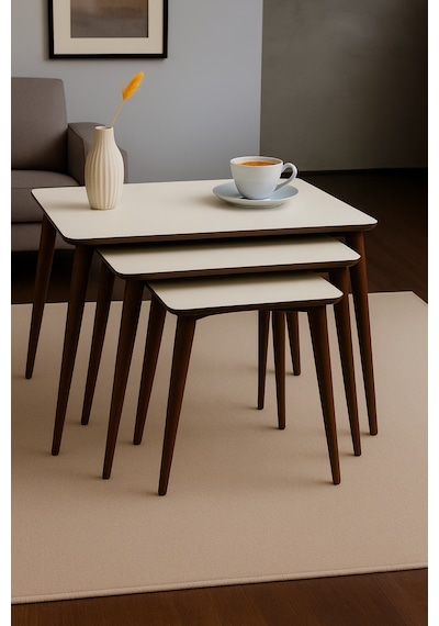 İstanbul 3'lü Zigon Sehpa %100 Mdf Beyaz