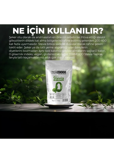 Doğal Bitki Çayları Stevia Doğal Tatlandırıcı Şeker Otu Yaprağı Şekersiz Kalorisiz Yağsız Stevya Yaprağı