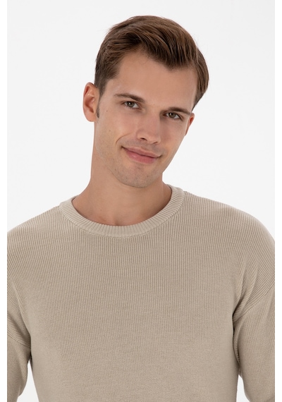 U.S. Polo Assn. Erkek Comfort Fit Bisiklet Yaka Taş Melanj Basic Kazak 50313679-VR225