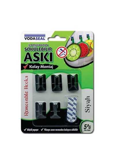 Nm Hs-02b Siyah 5 Li Iz Bırakmayan Askı Siyah siyah