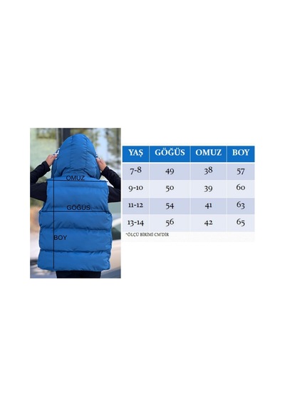Pina Kids Erkek Çocuk Baskılı Çıkarılabilir Kapüşonlu Şişme Yelek 3017 Mavi