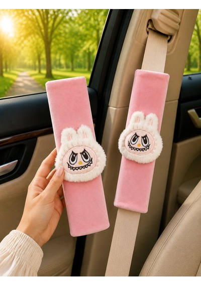 Bunny Pembe Emniyet Kemeri Aksesuarı - Emniyet Kemeri Kılıfı - Araç Emniyet Kemeri Omuz Koruyucu 1 Adet
