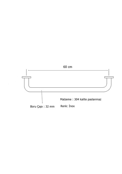 Tema Yaşlı Engelli Çap: 32 Mm Tutunma Barı 60 Cm Paslanmaz