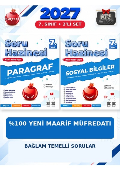 Soru Hazinesi 2027 7.sınıf Paragraf-sosyal %100 Maarif Model Bağlam Temelli Soru Hazinesi Seti+kronometre