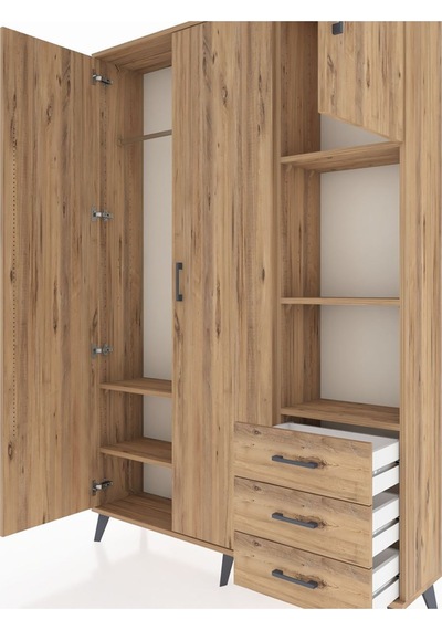 Arges Dolap 5 Raflı 3 Çekmeceli Tek Askılı 132x30x195 Çam-çam/çam Atlas Çam/atlas Çam Arges Dolap 5 Raflı 3 Çekmeceli Tek Askılı 132x30x195 Çam-çam/çam Atlas Çam/atlas Çam