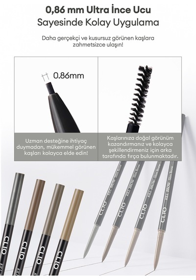 Doğal Görünüm Sunan Ultra İnce Uçlu Çift Taraflı Kaş Kalemi Clıo Kill Brow Slim Brow 03 Ash Taupe 88797991