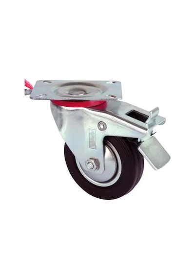 Servis Tekeri - Tablalı Frenli Siyah Döner - Çap 125 Mm Siyah