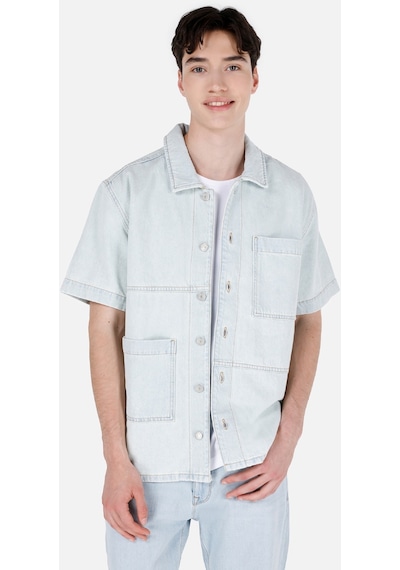 Colin's Colins 031 Waya Normal Kesim Shirt Yaka Mavi Erkek Jean Kısa Kol Gömlek Cl1069577 Cl1069577 Q1.v1 Dn43541 Denim
