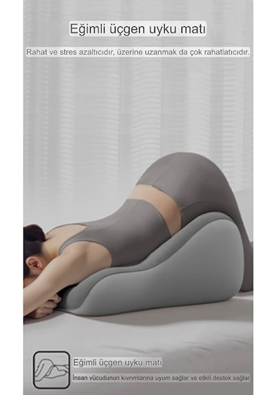 Vıscora Üçgen Pozisyon Yastığı İlişki Ve Dinlenme Pozisyon Desteği 3d Ergonomik Visco 23x50x40 Gri