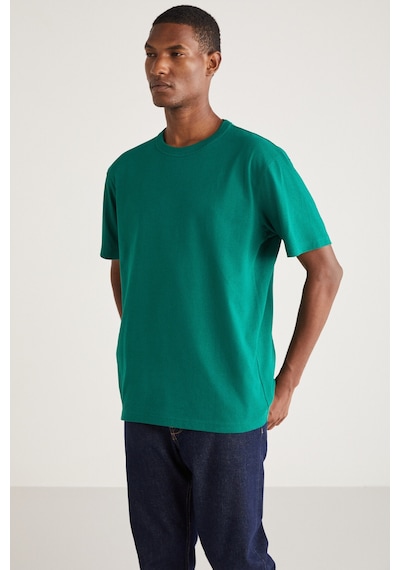 Grimelange Astons Erkek Relaxed %100 Organik Pamuk Kalın Süprem Dokuma Yeşil T-shirt Yeşil